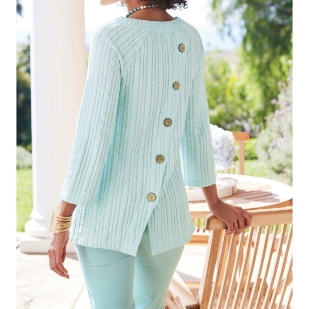 Soft surroundings seaside inspired‎ Goldie tunic in top fair aqua size medium - Picture 2 of 8